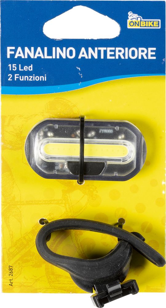 On bike fanale anteriore 15 LED bianchi con fissaggio saldo al telaio