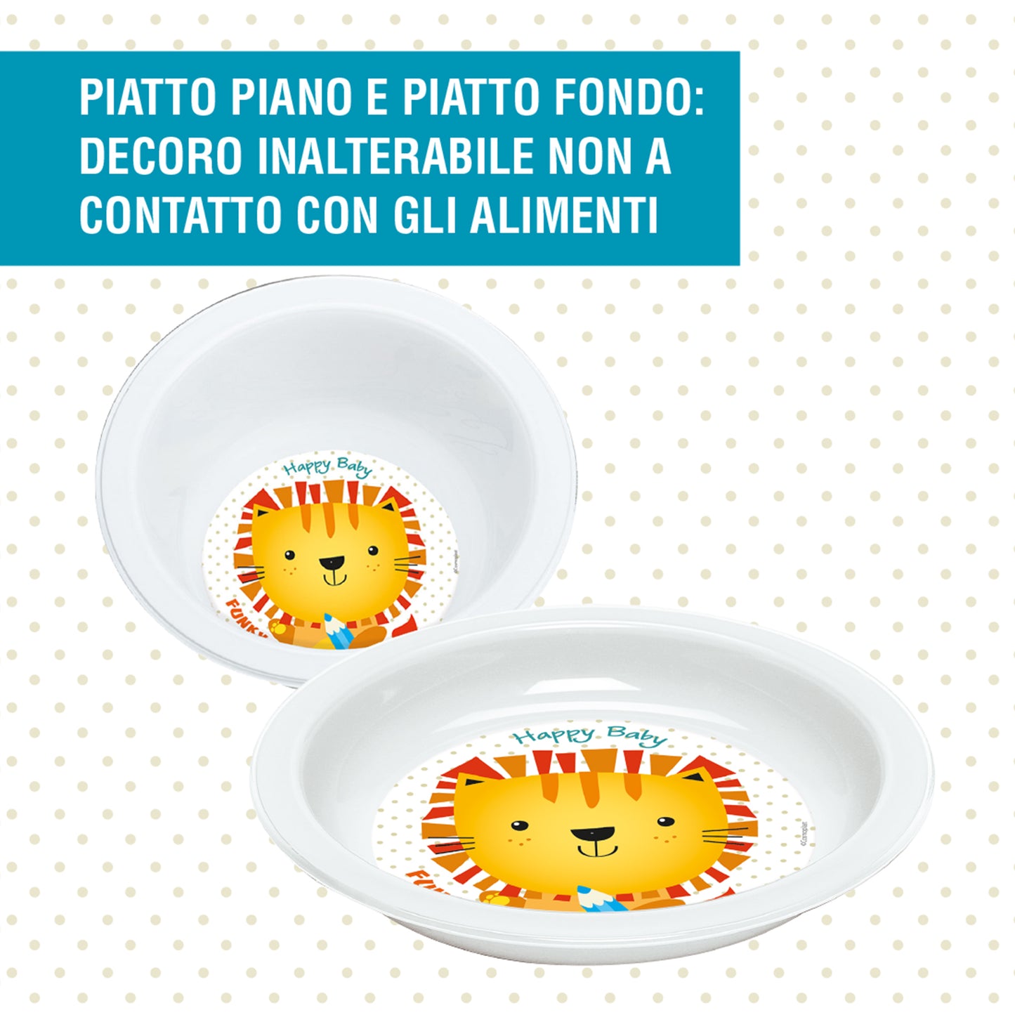 COSMOPLAST Set Pappa 4 Pezzi - Leoncino Funky - colore bianco. 0% BPA. 100%