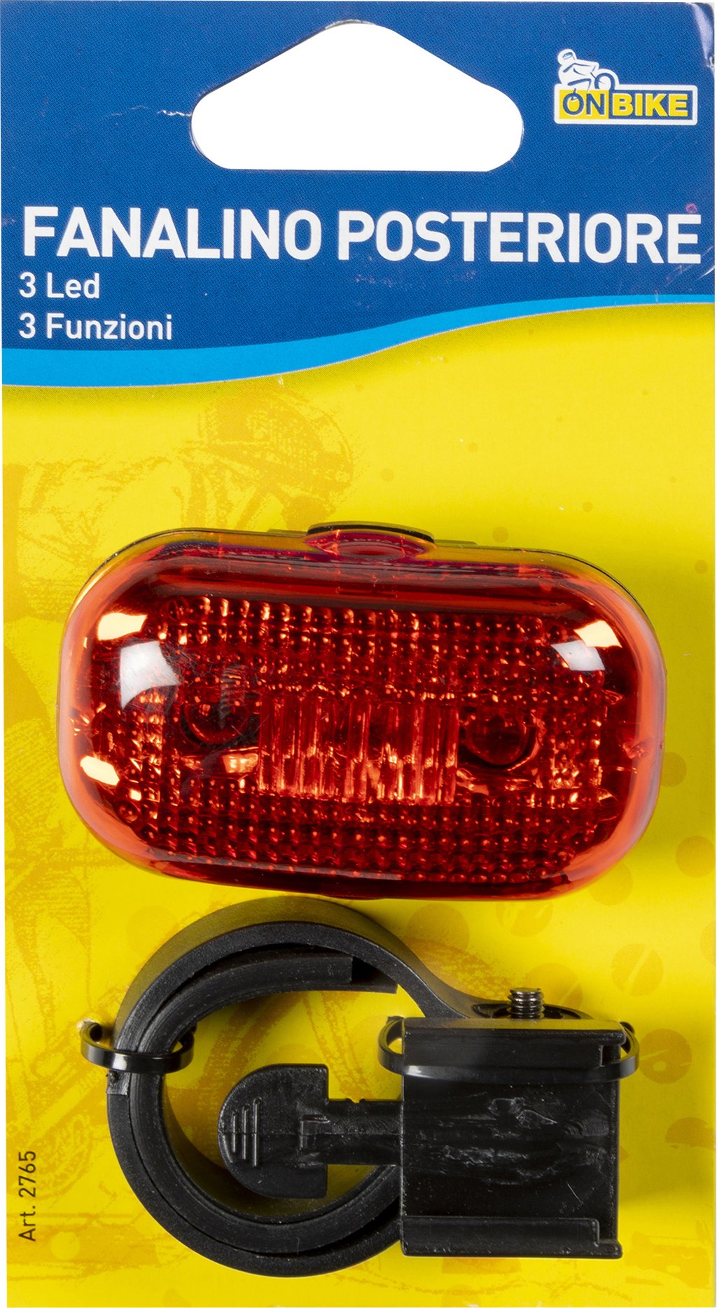 ON BIKE Fanale posteriore bici tre LED rossi aggancio al telaio