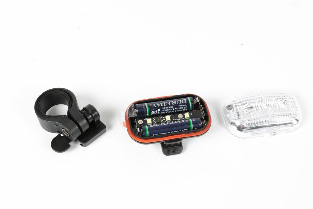 Fanale anteriore bici tre LED bianchi aggancio al telaio