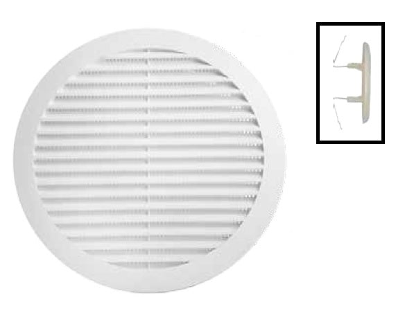 GRIGLIA DI AERAZIONE PLASTICA DIAM.CM. 8-12,5 TONDA C/MOLLA