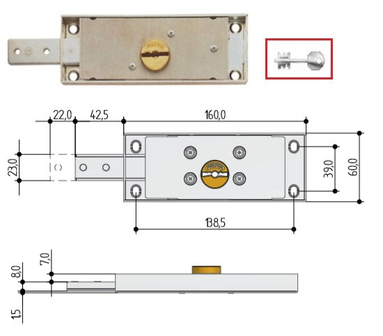 SERRATURA PREFER 8633.0 LATERALE SX PERSERRANDE AVV. CH. D