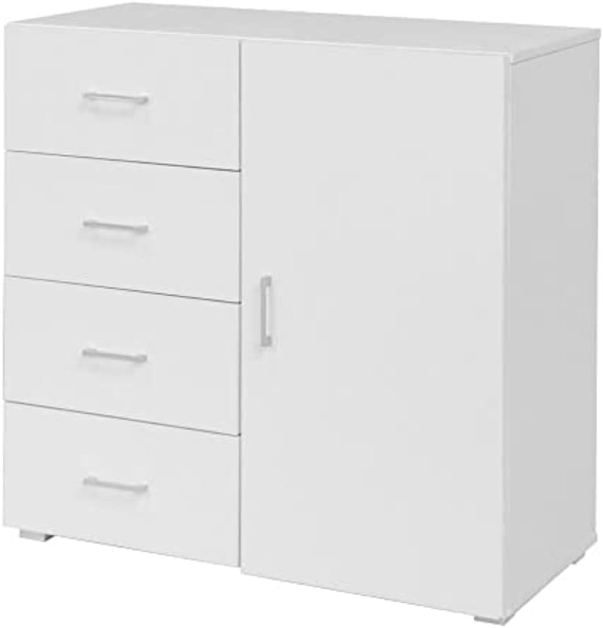 King Home CASSETTIERA 4 CASSETTI + 1 ANTA 90x41x87h cm bianca