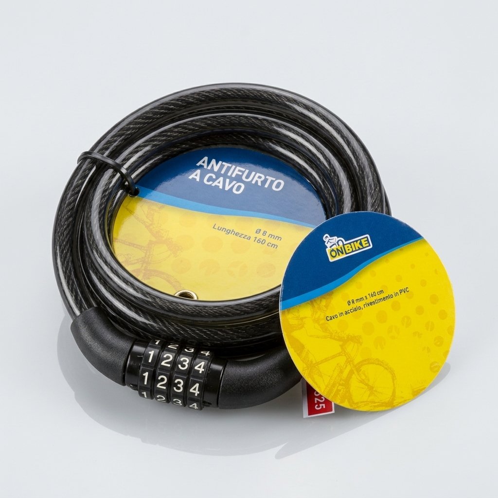 ON BIKE Antifurto Bici Cavo Spirale 8x1600 mm Sicuro