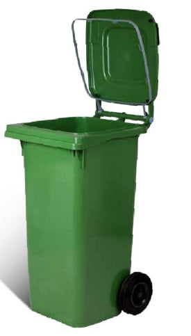 BIDONE RACCOLTA DIFFERENZIATA LT.240 VERDE C/COP.+RUOTE+ANEL