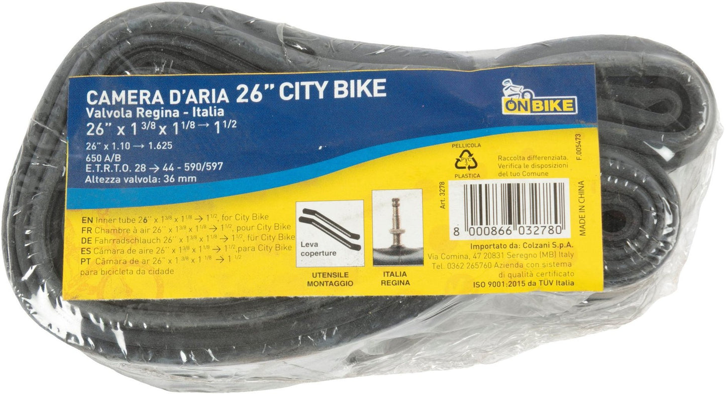ON BIKE Camera D?Aria City Bike 26x1 3/8 Valvola Regina 36 mm Camera Ad Aria