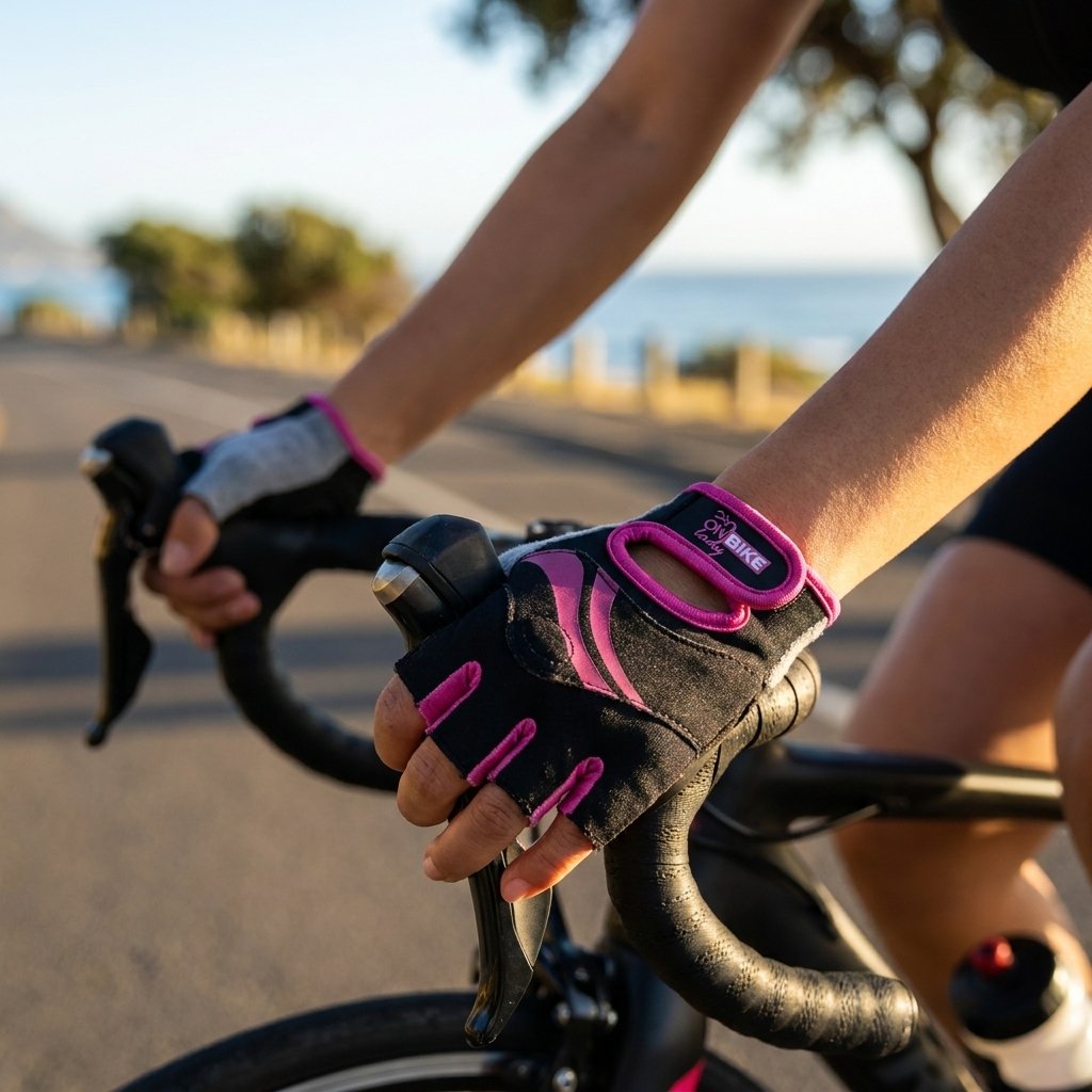 ON BIKE Guanti mezzedita per bici donna con bande comfort ciclista