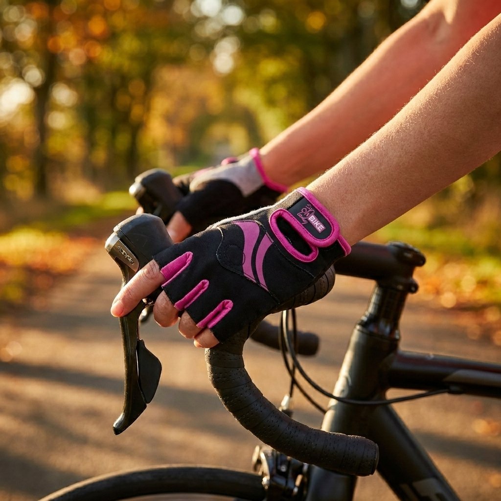 Guanti mezzedita per bici donna con bande comfort ciclista
