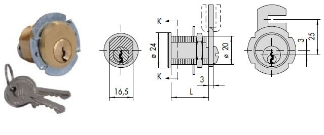 CISA CILINDRO 72210-25 TONDO FILETTATO OTTONE