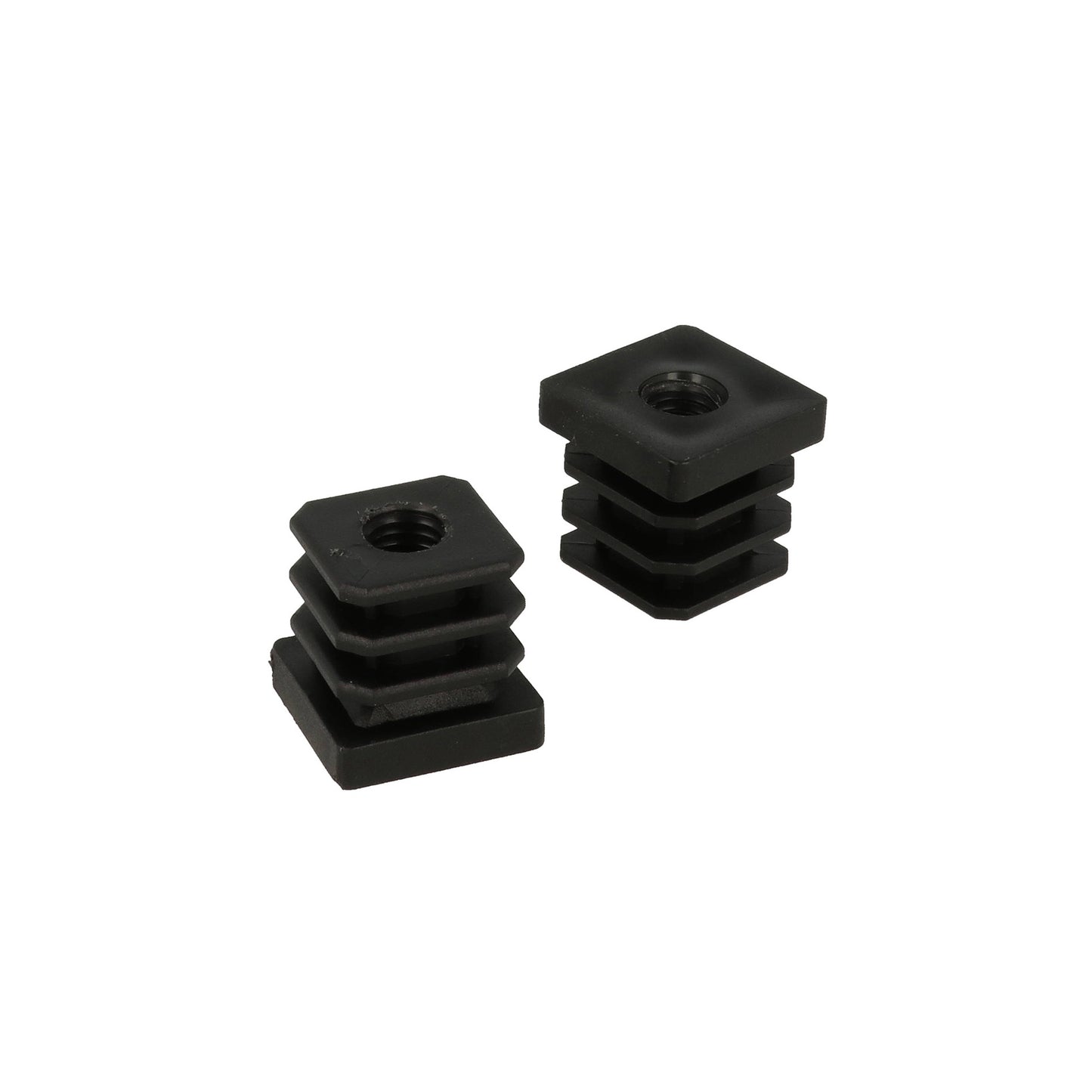 Puntali interni alettati quadri neri  25 x 25 mm. con foro filettato 4 pz.