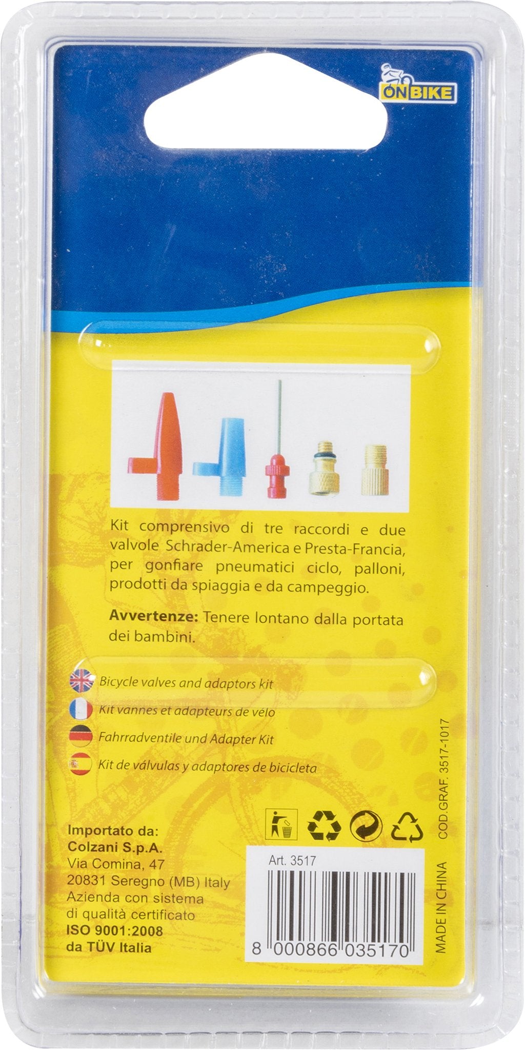 ON BIKE Kit valvole e raccordi per gonfiaggio multiuso Accessorio Originale