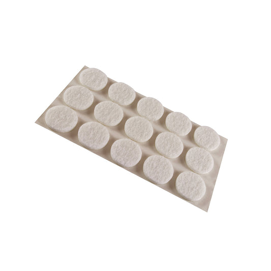 Feltrini adesivi tondi  16 mm. - bianco - 15 pz.