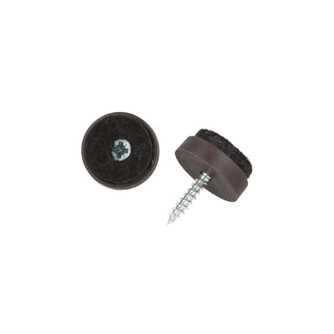 Scivoli in feltro tondi con vite  20 mm. - marrone - 8 pz.