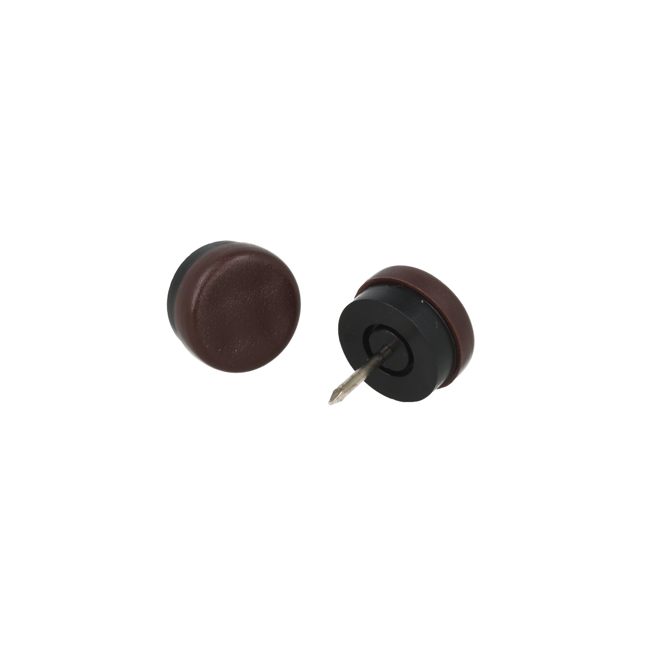 Scivoli in plastica e gomma tondi con chiodo  20 mm - marrone - 8 pz.