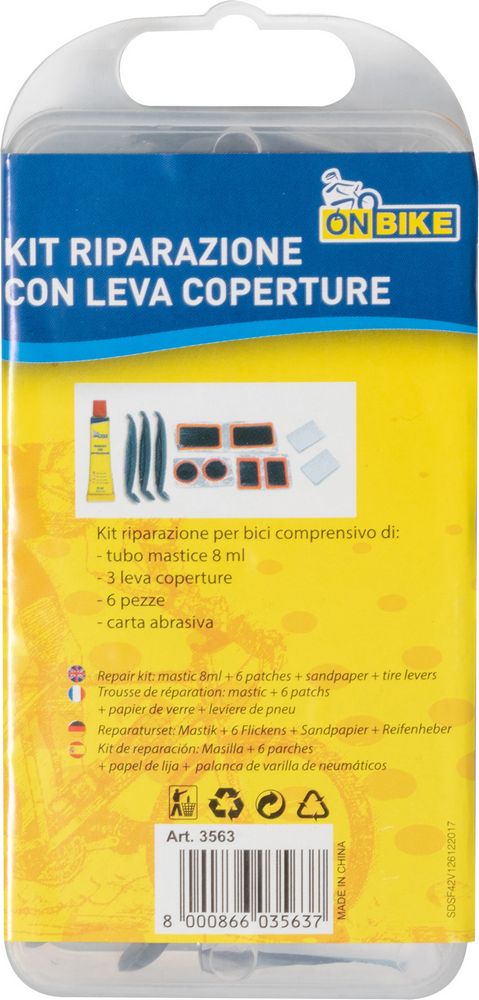 Kit riparazione rapida ruote bici con levacoperture e scatolina