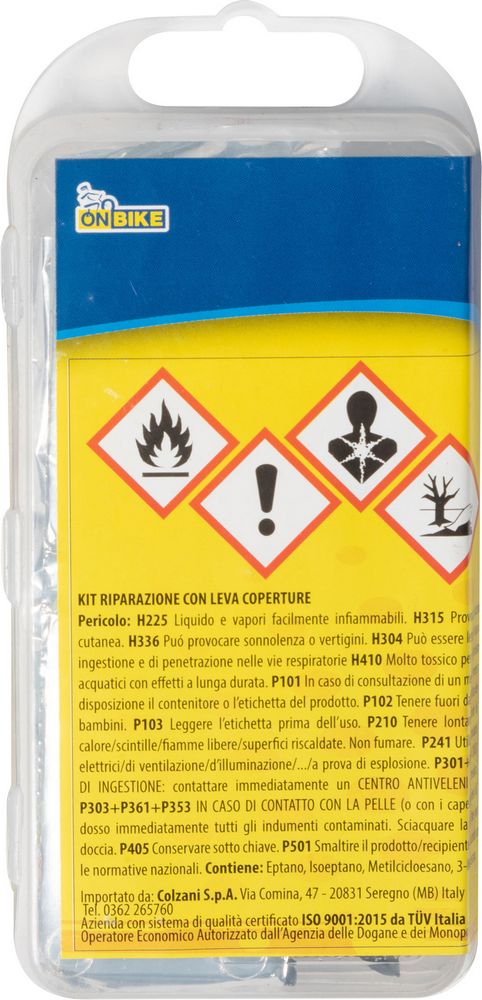 Kit riparazione rapida ruote bici con levacoperture e scatolina