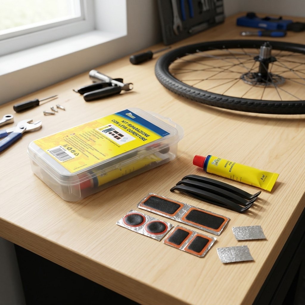 ON BIKE Kit Riparazione Ruote Bici Completo Con Mastice E Toppe