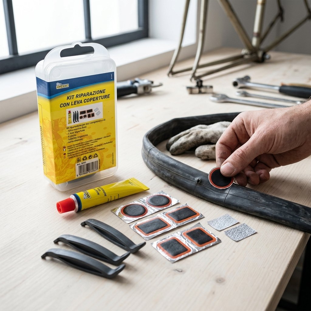 ON BIKE Kit Riparazione Ruote Bici Completo Con Mastice E Toppe