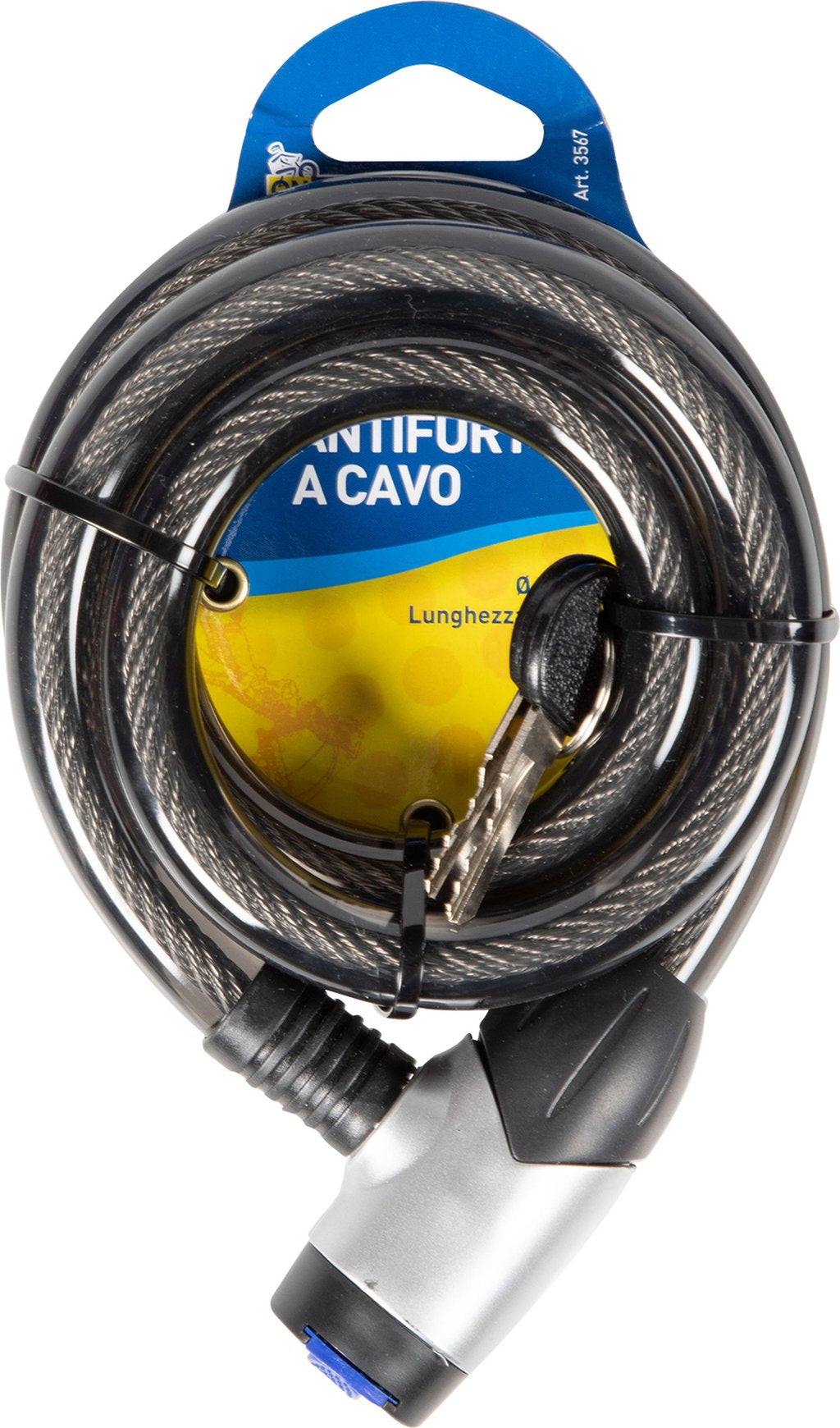 ON BIKE Antifurto Cavo A Spirale 15x120 cm Con Chiave Per Bici