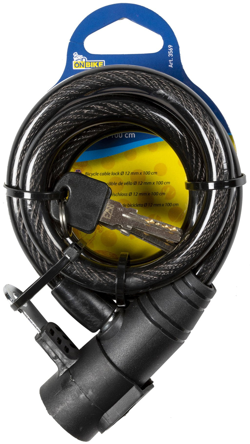 ON BIKE Antifurto Bici Spiralato 12x100 cm Con Supporto Sottosella