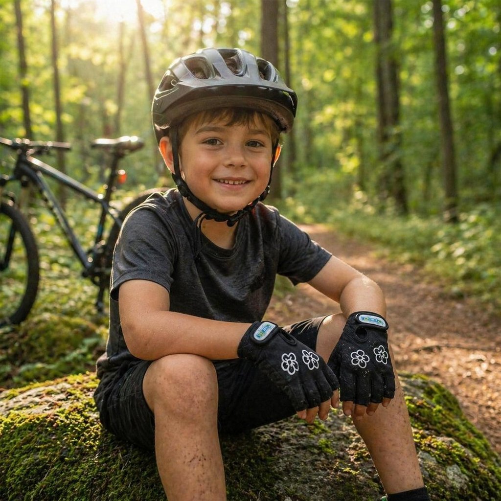 ON BIKE Guanti Ciclo Bimbo Kids Mezzedita Bici Bambino - Imbottitura Palmare