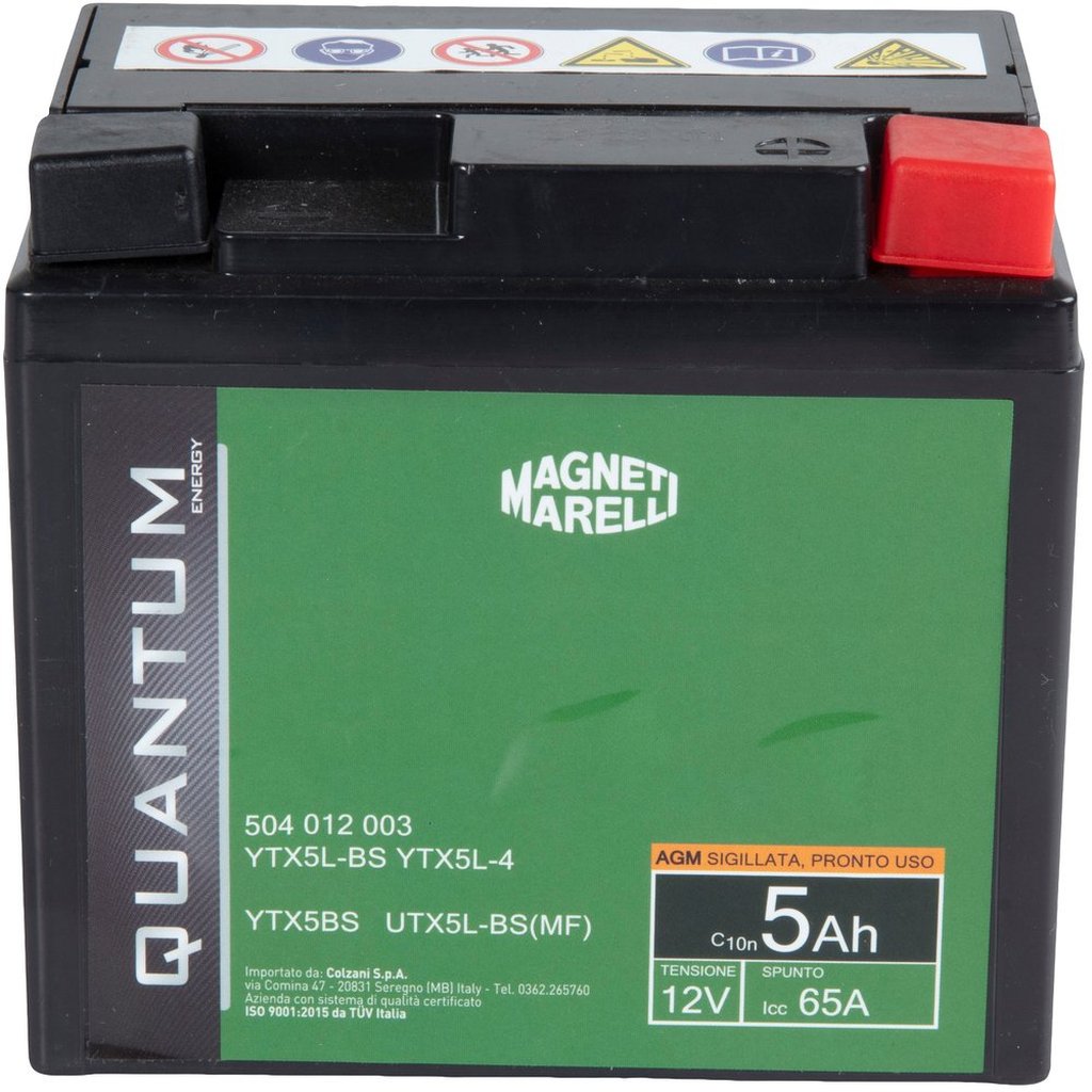 QUANTUM ENERGY Magneti Marelli Batteria 5Ah AGM 65A Sigillata Originale