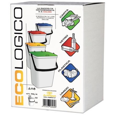 PATTUMIERE RACCOLTA DIFFERENZIATA KIT 4PZ LT.15 CM.30,5X26,