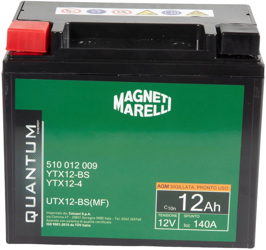 QUANTUM ENERGY Magneti Marelli Batteria 12Ah AGM 140A Moto Originale Resistente