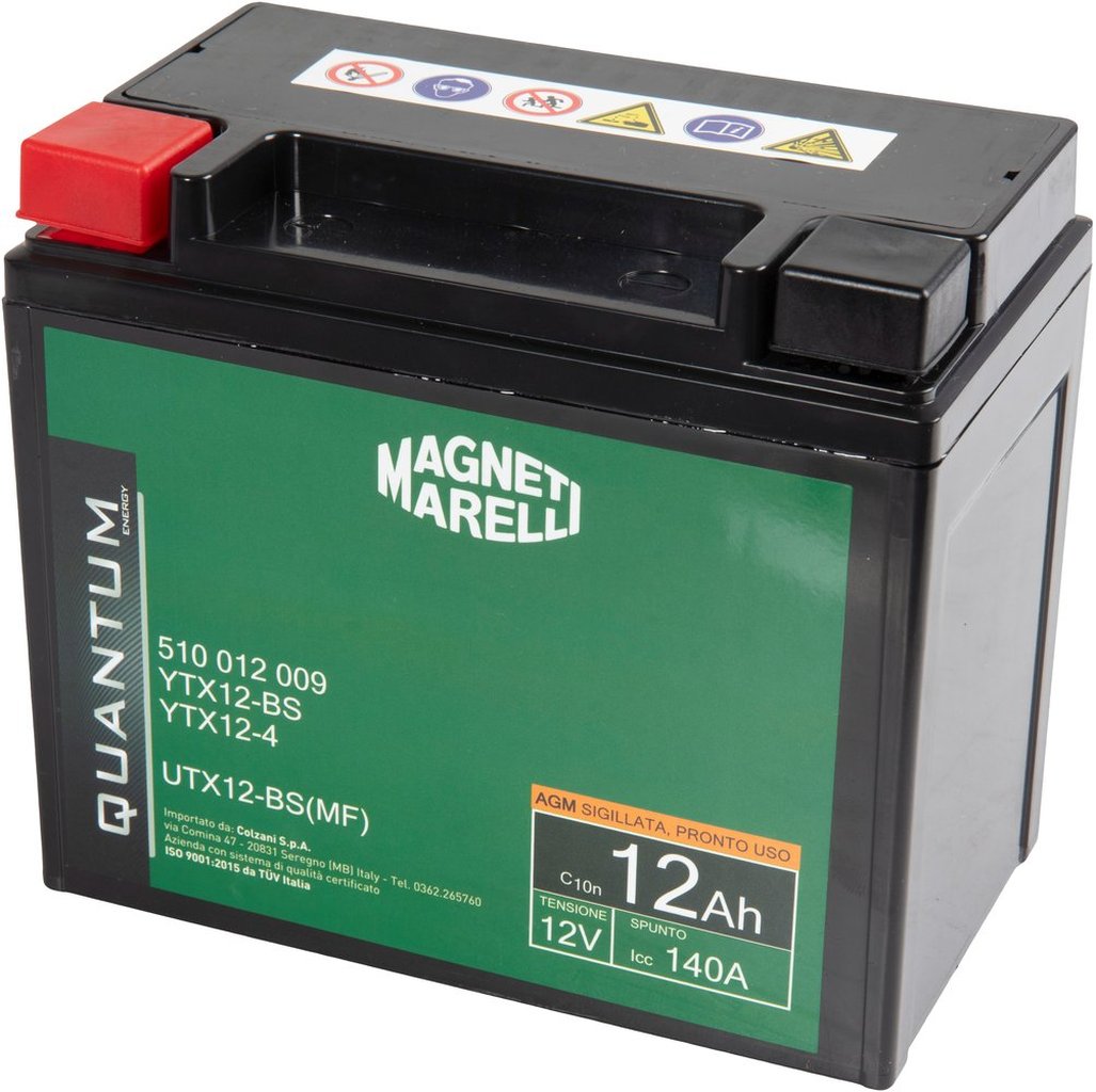 QUANTUM ENERGY Magneti Marelli Batteria 12Ah AGM 140A Moto Originale Resistente