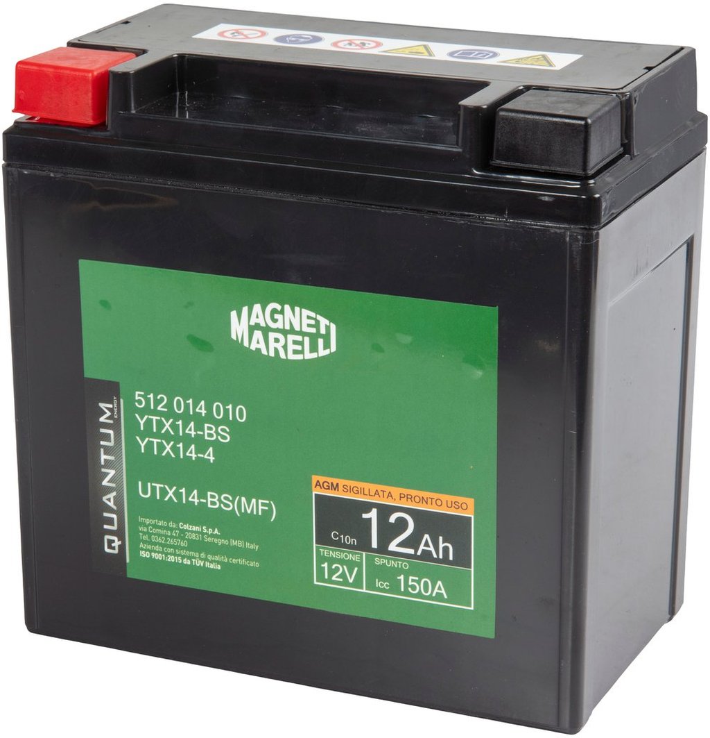 QUANTUM ENERGY Magneti Marelli Batteria 12Ah AGM 150A Moto Originale Resistente