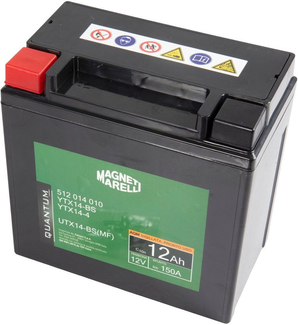 QUANTUM ENERGY Magneti Marelli Batteria 12Ah AGM 150A Moto Originale Resistente
