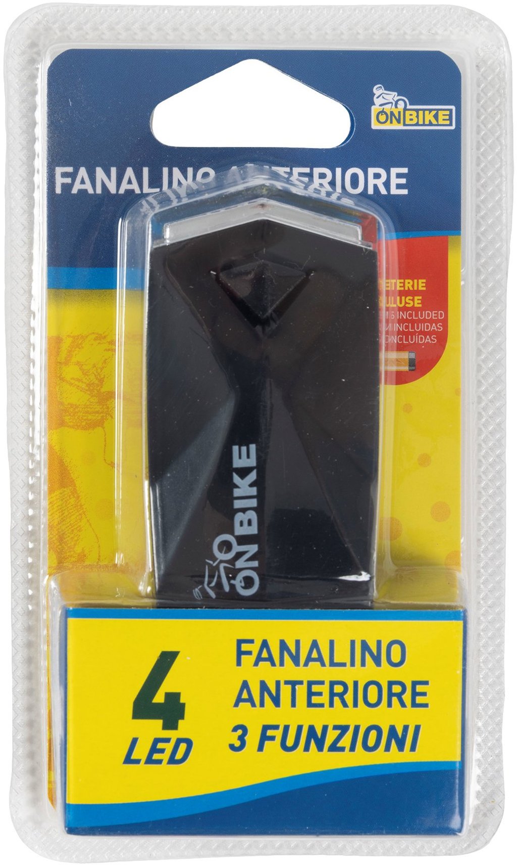 ON BIKE Torcia Frontale 4 LED 4 Funzioni  Fanale Anteriore Bici Universale