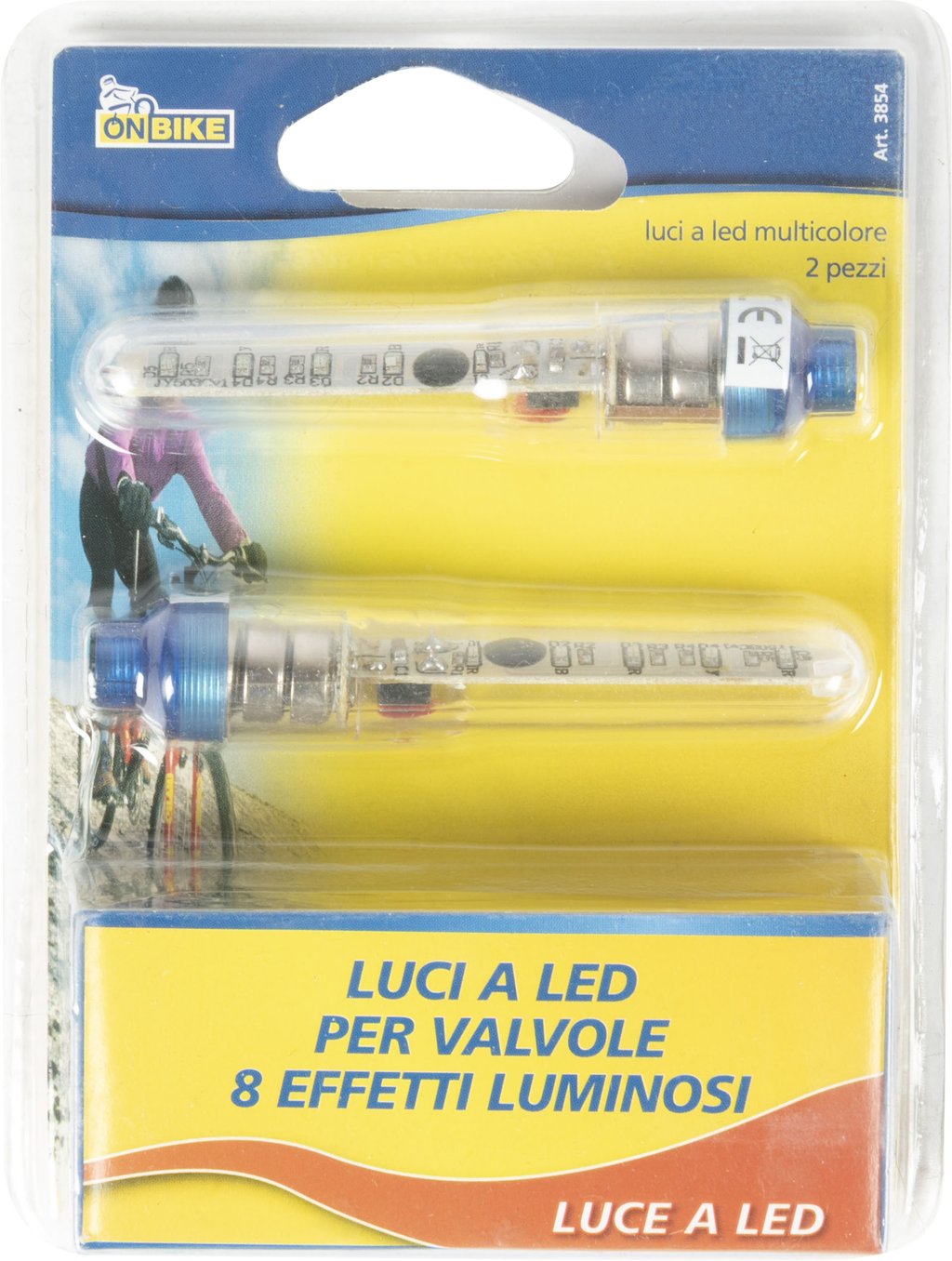 ON BIKE Luci LED Valvole Bici Multicolore 8 Effetti