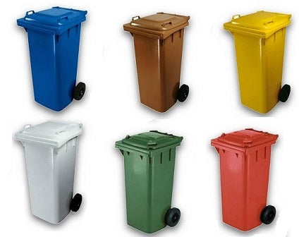 BIDONE RACCOLTA DIFFERENZIATA LT.120 BIANCO C/COP.E RUOTE (N