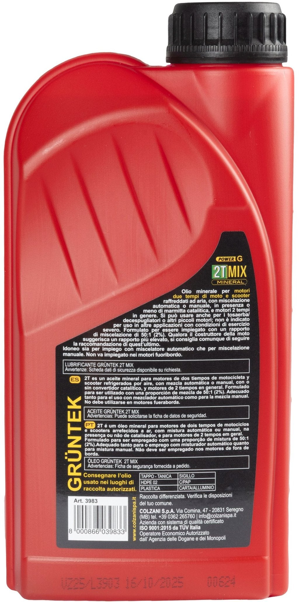 GRUNTEK Olio Premix Minerale 1L per Moto e Scooter 2 Tempi ? Lubrificante 2T