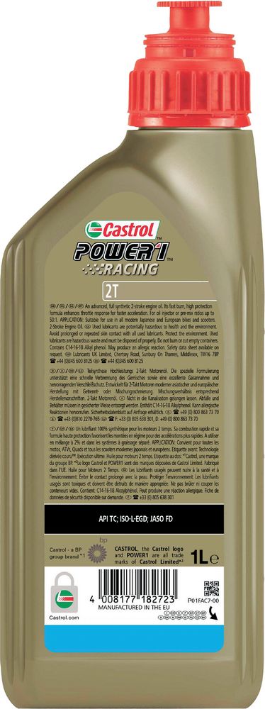 Olio lubrificante sintetico motori moto 2T Power 1 Racing 1L