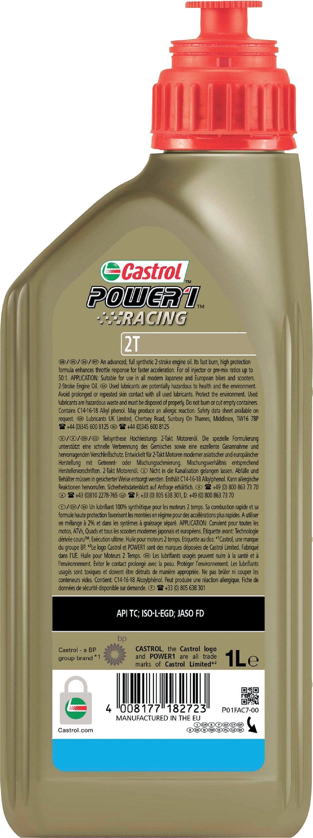 Castrol 2T Power Ultimate 2T 5W-30 API TC JASO FD 1L Sintetico Olio Motore Moto
