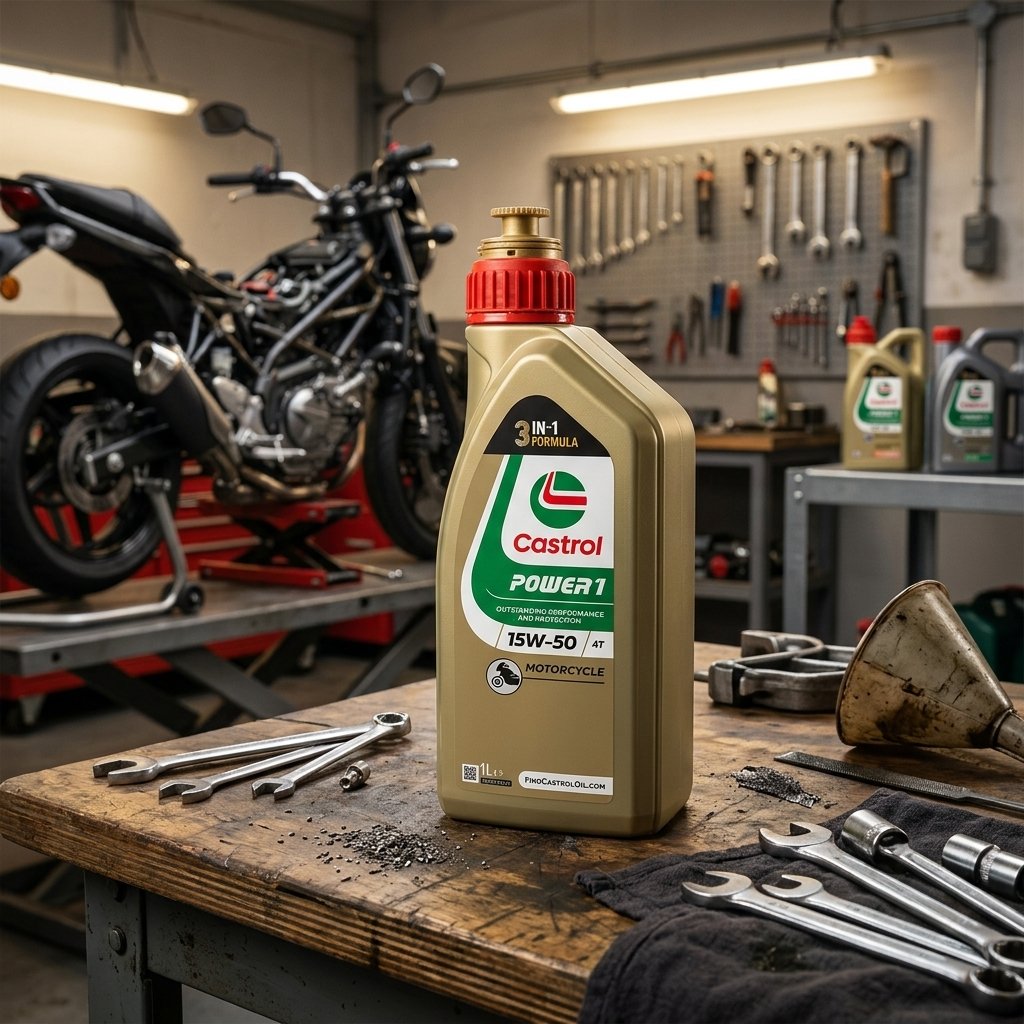 Castrol Power 15W-50 4T 1L Olio Motore Lubrificante Moto Benzina Diesel