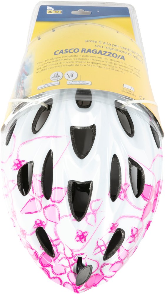 Casco bici ragazza imbottito regolabile taglia M 55-58 cm rosa