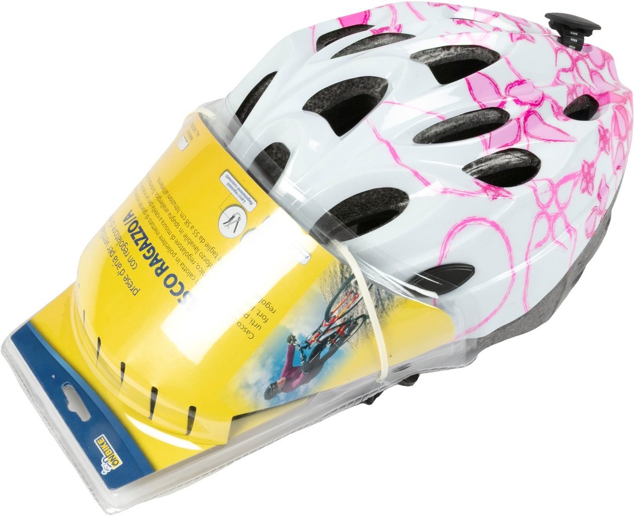 ON BIKE Casco bici ragazza imbottito regolabile taglia M 55-58 cm rosa