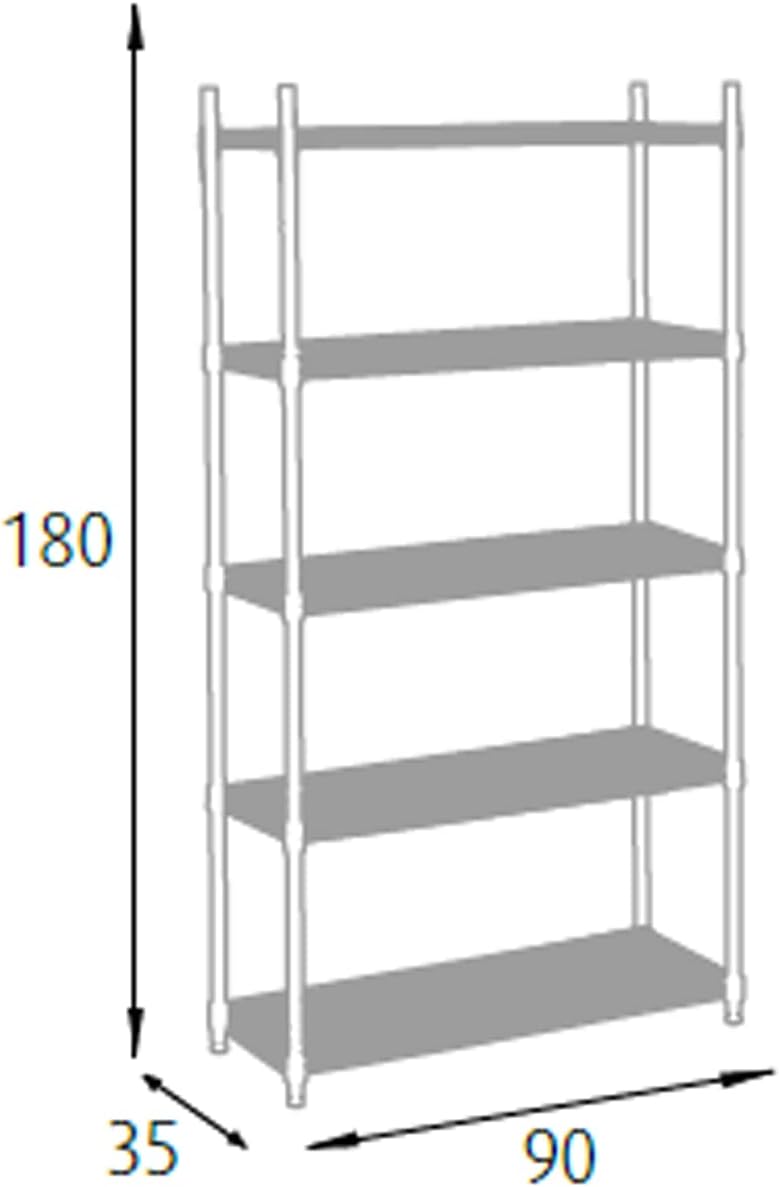 King Home Scaffale cromato 5 Piani 90x35x180 cm