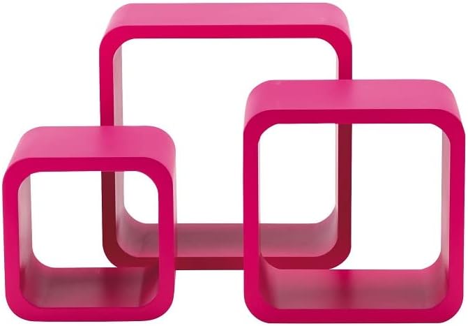 King Home SET 3 PZ (cm 17x17x15 + 22x22x15 + 27x27x15) MENSOLA QUADRA STONDATA FUCSIA CARTONE DA 4 PEZZI