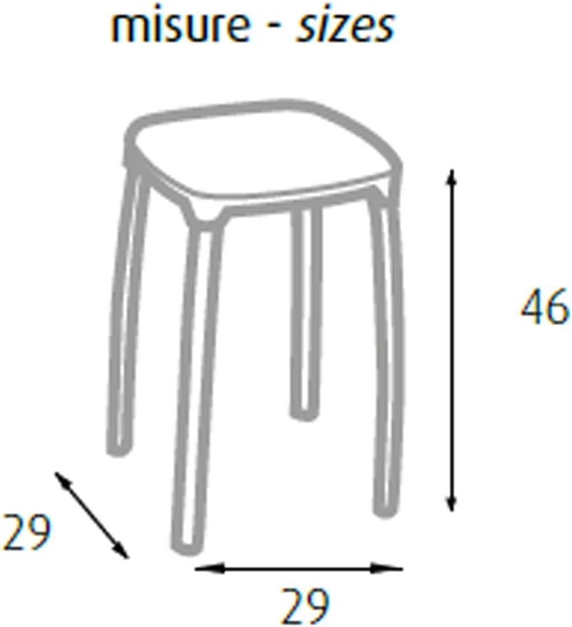 King Home SGABELLO IN POLIPROPILENE BIANCO 29x29x46h cm