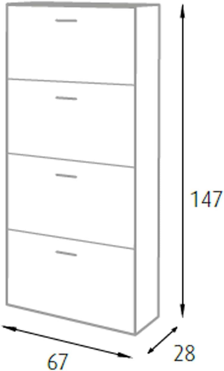 King Home SCARPIERA A QUATTRO SCOMPARTI 67x28x147h cm bianca