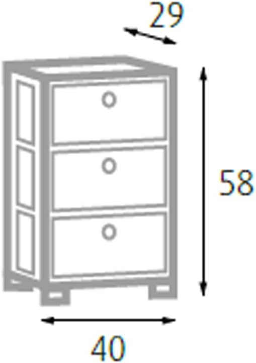 King Home Cassettiera In Legno di Paulownia 40x29x58h cm 3 Cassetti bianca