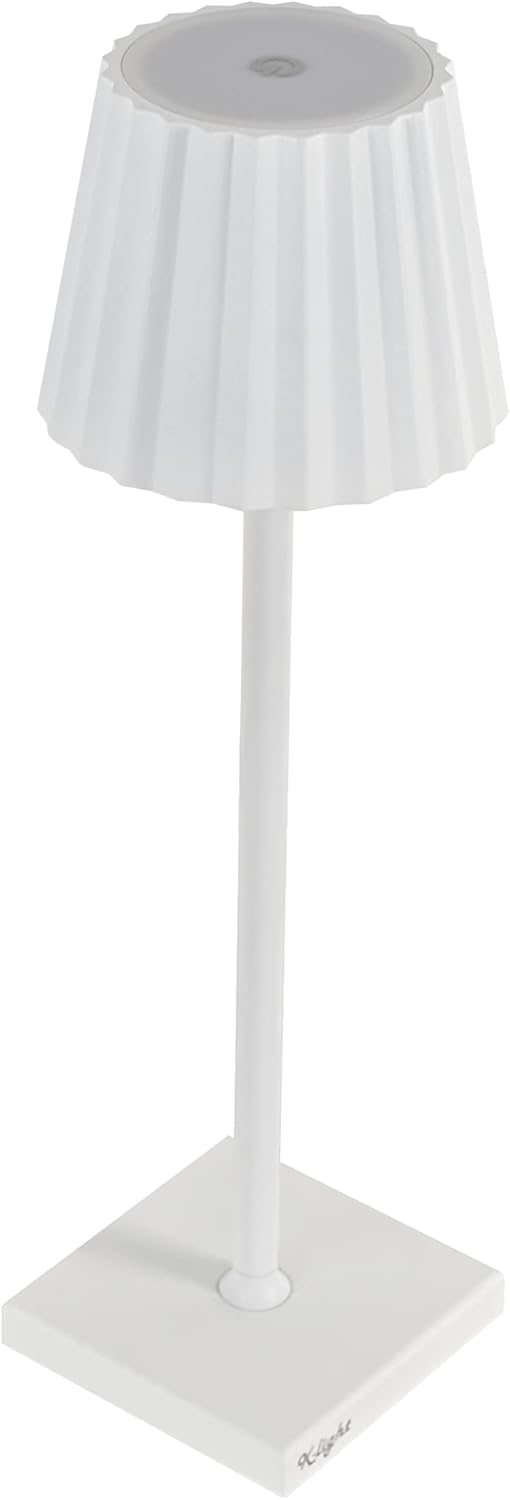 King Home Lampada da tavolo K-light in alluminio, luce bianca calda antiriflesso regolabile, Bianco 10x10x38h cm