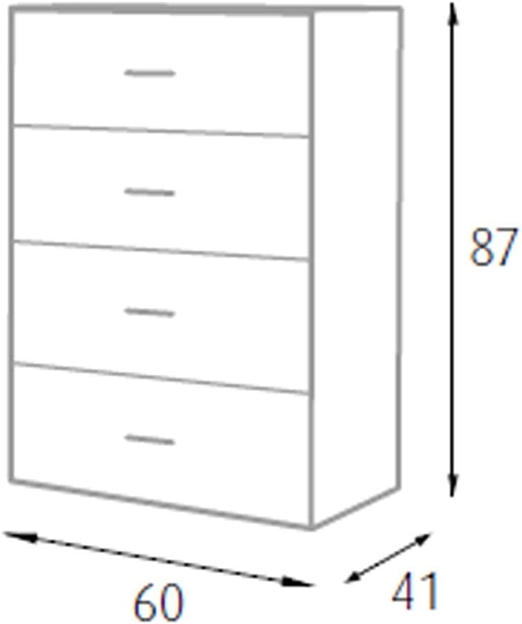 King Home CASSETTIERA 4 CASSETTI 60x41x87h cm rovere