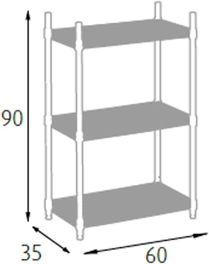 King Home Scaffale cromato 3 Piani 60x35x90 cm