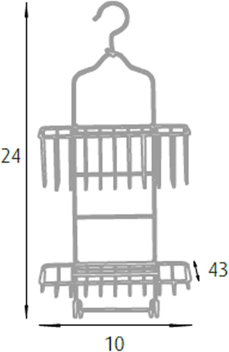 King Home MENSOLA DOCCIA CON GANCIO A DUE RIPIANI cromata con finitura a specchio 10x43x24h cm