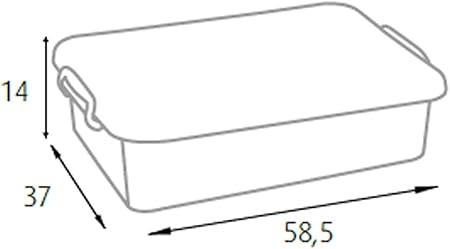 King Home CONTENITORE K-BOX 25L BASSO TRASPARENTE C/RUOTE 58,5x37x14h cm
